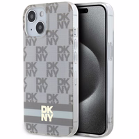DKNY IML rūtainais mono raksts un drukātās svītras magnētiskais viedtālruņa apvalks iPhone 15 / 14 / 13 - bēšs