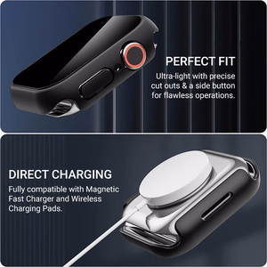 Crong Hybrid Watch Case aizsargvāciņš ar integrētu stiklu Apple Watch 41 mm, melns