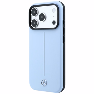 Mercedes Semi Wrap Iconic Line MagSafe ādas maciņš, paredzēts iPhone 18 Pro Max / 17 Pro Max, zils