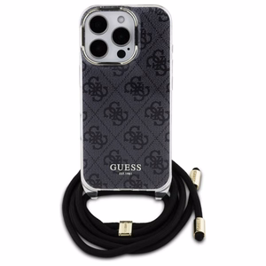 Guess Crossbody Cord 4G Print viedtālruņa apvalks iPhone 16 Pro Max - melns