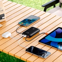 VEGER portatīvais lādētājs 20000 mAh ar iebūvētiem kabeliem Type C / Lightning PD QC3.0 35W K2 (W2068) melns