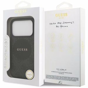 Guess 4G Circle Classic Logo Magnētiskais viedtālruņa apvalks iPhone 17 Pro - melns