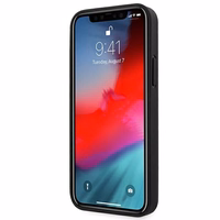 BMW ādas apvalks ar izliektu perforāciju iPhone 12 Pro Max - melns