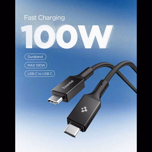 Spigen Essential EB10015CC USB-C / USB-C 100W 150 cm kabelis - melns