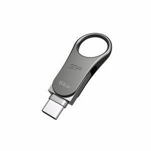Silicon Power Mobile C80 USB zibatmiņa 64 GB USB Type-A / Type-C 3.0 titāna