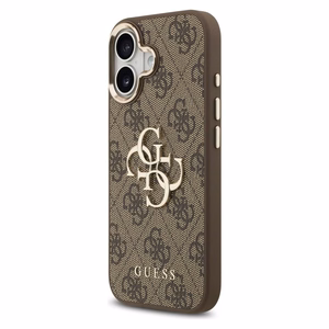 Guess 4G Big 4G Classic Logo viedtālruņa apvalks, paredzēts iPhone 17 – brūnā un zelta krāsā