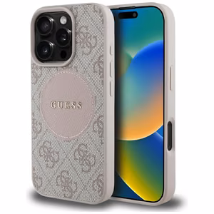 Guess 4G Circle Classic Logo MagSafe iPhone 16 Pro Case - Pink