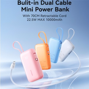 Joyroom JR-PR2L Внешний аккумулятор 10000mAh 35W со встроенным выдвижным кабелем USB-C и кабелем-шнурком Lightning - синий