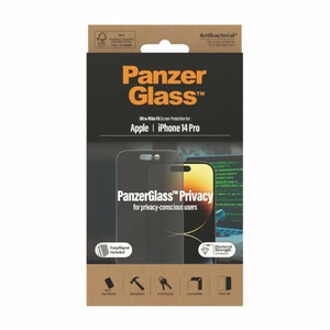 PanzerGlass Ultra-Wide Fit Aizsargstikls Antibakteriāls Privātums ar Pozicionētāju viedtālrunim iPhone 14 Pro