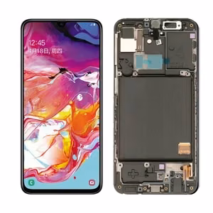LCD displejs saderīgs ar Samsung A405 2019 A40 melns ar rāmi HQ
