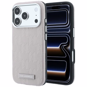 Karl Lagerfeld Grained Mono Resin Logo MagSafe maciņš modelim iPhone 17 Pro Max / 18 Pro Max – krāsa: rozā