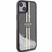 Guess Liquid Glitter Gold Stripes viedtālruņa apvalks iPhone 15 Plus / 14 Plus - melns