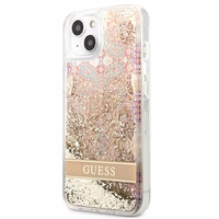 Guess GUHCP13SLFLSD iPhone 13 mini 5.4" zelta cietais apvalks paisley šķidrs spīdums
