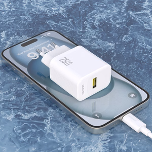Dudao A27STEU 25W GaN USB-A Wall Lādētājs with USB-A - USB-C Kabelis - Balts