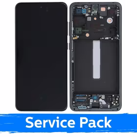 LCD Displejs Saderīgs ar Samsung G990 S21 FE 5G Ar Frame / Graphite / (Service Pack)