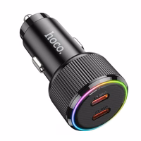 Automobiļa lādētājs Hoco 2 x USB C QC PD 50W NZ14B melns
