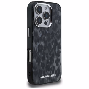 Karl Lagerfeld IML Leopard Pattern MagSafe macins iPhone 16 Pro Max - melns
