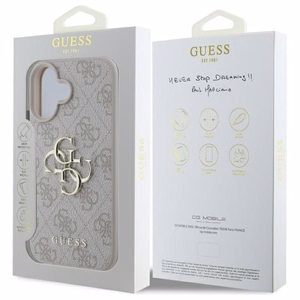 Guess 4G lielā logotipa viedtālruņa apvalks iPhone 16 - rozā