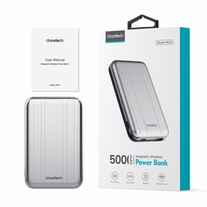 Mini bezvadu magnētiskais portatīvais lādētājs Choetech B655 5000mAh (sudraba)