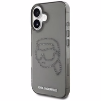 Karl Lagerfeld IML Rhinestones Karl Head apvalks iPhone 16 Pro melns