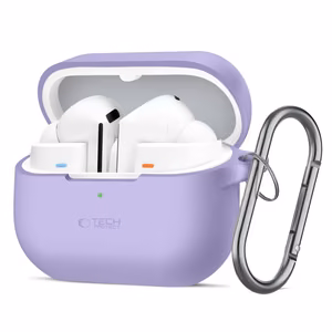 Tech-Protect silikona apvalks ar āķi Samsung Galaxy Buds 3 / 3 FE / 3 Pro austiņām - violets