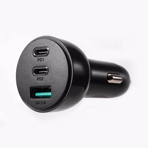 Joyroom automašīnas lādētājs 70W ar 3 pieslēgvietām: USB, 2 x USB-C melns (JR-CL26)