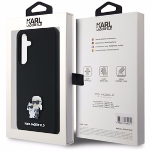 Karl Lagerfeld Silikona Karl&Choupette Metal Pin viedtālruņa apvalks Samsung Galaxy A35 - melns