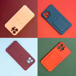 Kartešu bruņu viedtālruņa apvalks Xiaomi Redmi 10X 4G / Xiaomi Redmi Note 9, silikona gaisa spilvena tipa apvalks ar karšu turētāju, aveņu krāsas