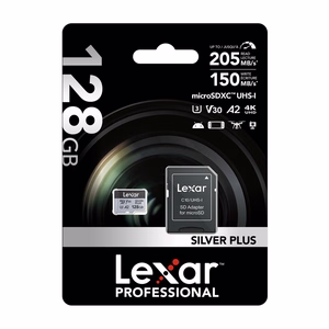Lexar High-Performance Silver Plus microSDXC atmiņas karte 128 GB + adapteris