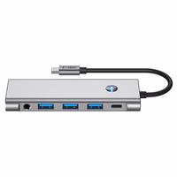 Tech-Protect HB04 HUB adapteris 9in1 USB-C + USB2.0 + USB3.0 + HDMI 4K 60Hz + SD / TF + PD100W + AV3.5 - pelēks