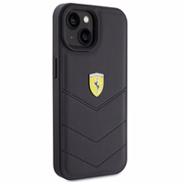Ferrari dygsnots metāla logotipa apvalks iPhone 15 – melns