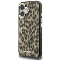 Karl Lagerfeld IML leoparda raksts magnētiskais apvalks iPhone 16 - brūns