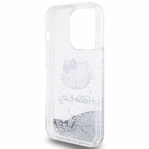 Hello Kitty Liquid Glitter Charms Kitty Head viedtālruņa apvalks iPhone 15 Pro - sudraba