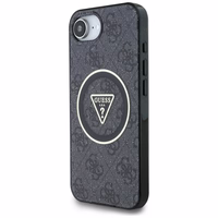 Guess IML Metal Glitter 4G Circle Triangle magnētiskais viedtālruņa apvalks iPhone 16e - melns