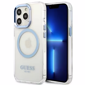 Guess GUHMP13LHTRMB iPhone 13 Pro / 13 6,1" zils/zils hard maciņš Metal Outline Magsafe