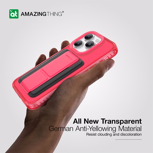 Amazing Thing Titan Pro Neon Mag maciņa apvalks 10FT IP156.1PTWPN Iphone 15 Pro rozā ar statīvu