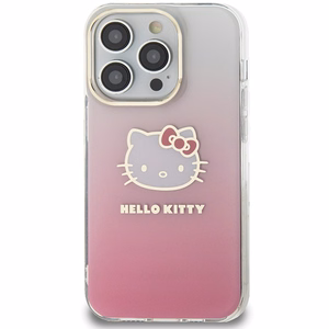 Hello Kitty IML Gradient Electrop Kitty Head viedtālruņa apvalks iPhone 15 Pro - rozā