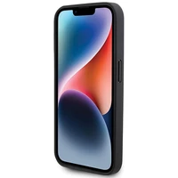 Karl Lagerfeld ādas monogramma karsts zīmogs metāla logotips viedtālruņa apvalks iPhone 15 Pro - melns