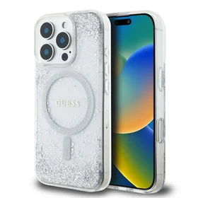 Guess GUHMP16XRGRGES viedtālruņa apvalks iPhone 16 Pro Max 6.9" sudraba krāsas ciets apvalks Resin Gradient Glitter MagSafe