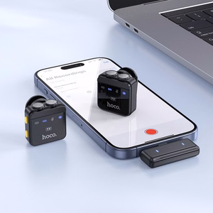 Микрофон петличный беспроводной Lightning / USB C Hoco 2 шт L17 черный