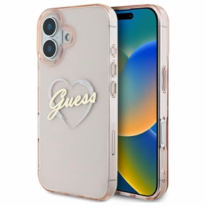 Guess IML Heart viedtālruņa apvalks iPhone 16 - rozā
