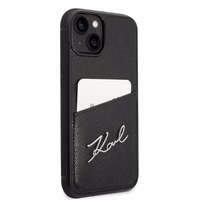 Karl Lagerfeld Signature Logo karšu viedtālruņa apvalks iPhone 14 Plus - melns