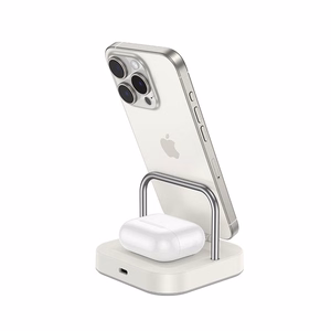 Galda lādētājs Hoco 2in1 USB C PD QC 3A 30W + bezvadu uzlāde 5W CQ16B balts