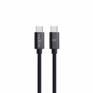 Maxlife MXUC-12 kabelis USB-C - USB-C 2,0 m 60W melns