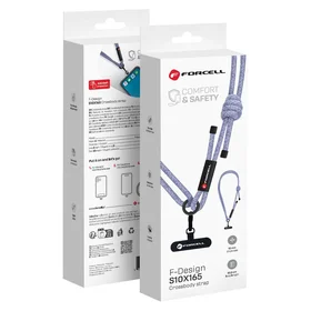 FORCELL F-DESIGN S10X165 šķērsvirziena telefona siksniņa ar regulējamu garumu (maks. 82,5cm cilpā) pelēka violeta
