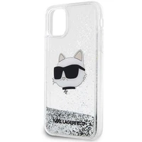 Karl Lagerfeld KLHCN61LNCHCS iPhone 11/XR sudraba/sudraba cietais apvalks Mirdzošs Choupette Galva