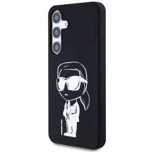 Karl Lagerfeld silikona grafiti Ikonik logotips ar magnētisko Samsung Galaxy S25 viedtālruņa apvalks melns