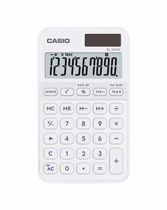 Casio SL-310YC-WE calculator, battery and solar-powered, white