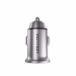 Vention divu portu USB A+A (30+30) automašīnas lādētājs, pelēkā mini alumīnija sakausējuma tips
