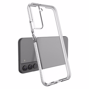 Spring viedtālruņa apvalks gels apvalks ar krāsainu rāmi Samsung Galaxy S22 + (S22 Plus) gaiši rozā